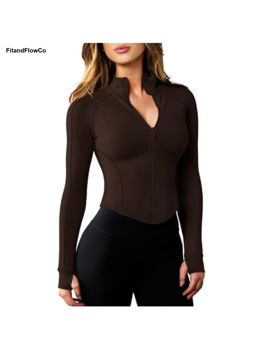 Women's Lightweight Zip Up Cropped Yoga Jacket Slim Fit Gym Top